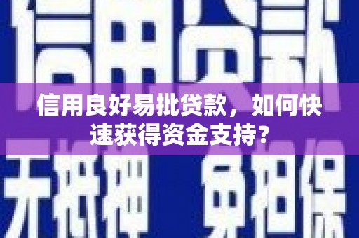 灌阳信用良好易批贷款，如何快速获得资金支持？
