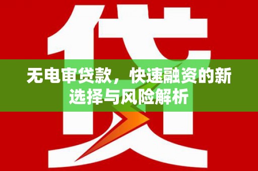 灌阳无电审贷款，快速融资的新选择与风险解析