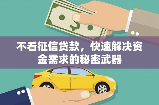 灌阳不看征信贷款，快速解决资金需求的秘密武器