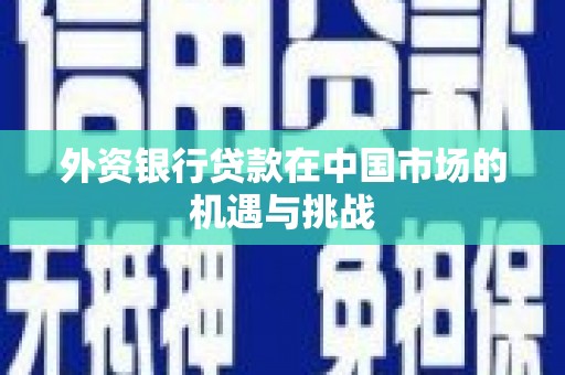 灌阳外资银行贷款在中国市场的机遇与挑战