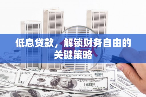 灌阳低息贷款，解锁财务自由的关键策略