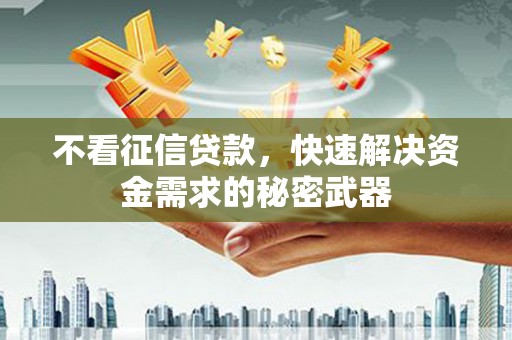 灌阳不看征信贷款，快速解决资金需求的秘密武器