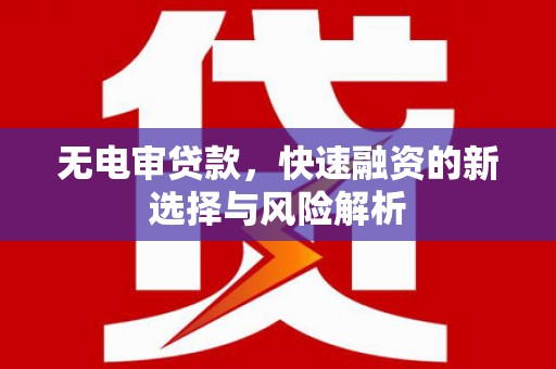 灌阳无电审贷款，快速融资的新选择与风险解析
