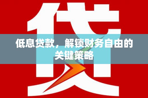 灌阳低息贷款，解锁财务自由的关键策略