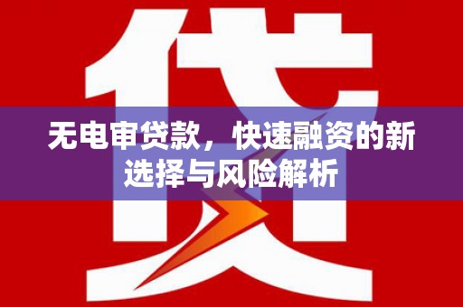 灌阳无电审贷款，快速融资的新选择与风险解析
